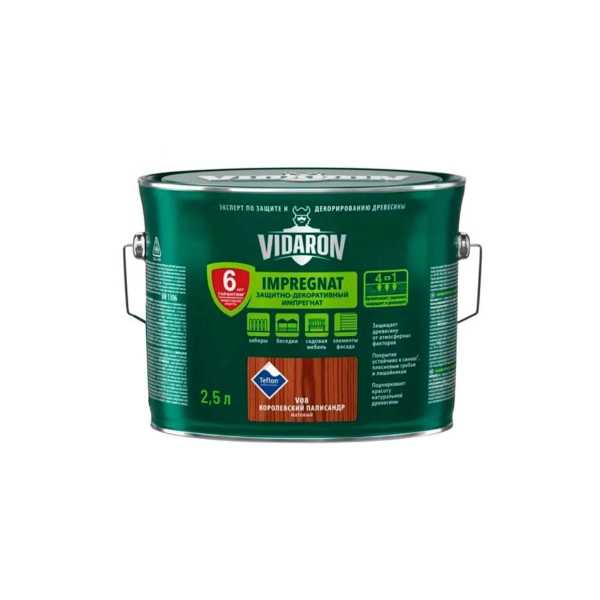 Защитно-декоративная пропитка Vidaron - Импрегнат V08 королевский палисандр матовый 2.5 л