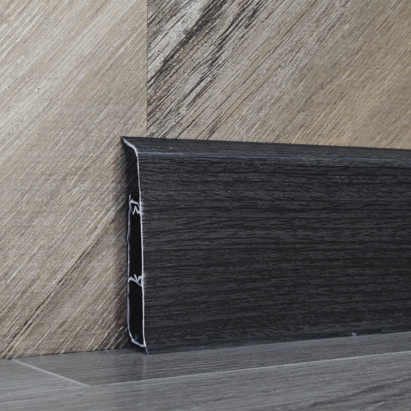 Плинтус напольный с кабель-каналами 70мм 2,2м "Деконика", 352 Каштан серый