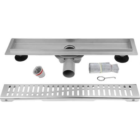 Трап линейный MPF 600х70мм нерж.сталь AISI304,решетка, комб.затвор, поворотный сифон D50мм арт.ИС.11