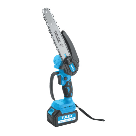 Мини-пила цепная аккумуляторная TULEX TBS-8, BL, шина 8"(20см), Li-Ion, 0-3200 об/мин, 3 А/ч, 21В