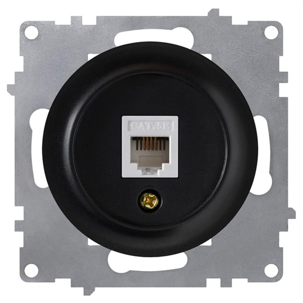 Розетка компьютерная 1xRJ45 кат.5e, цвет чёрный (серия Florence)