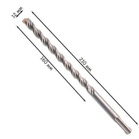 Бур по бетону, двойная спираль, Cobalt W-tip, 12x210 мм, SDS PLUS// Denzel
