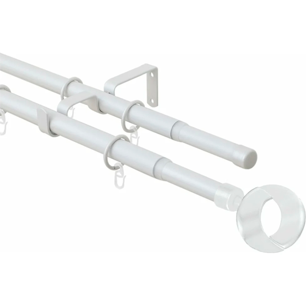 Карниз телескоп двухрядный Жемчуг наконечник кольцо 160-320см 16/19мм 3332161950554