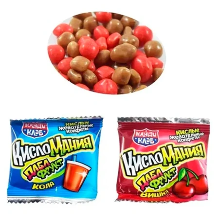 Конфеты жевательныеКисломания дабл фрукт вишня-кола 14г CHW042-1