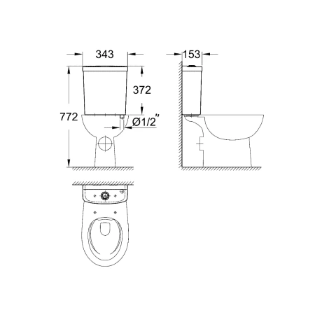 Бачок Grohe 39436000 Bau Ceramic для унитаза режим смыва двойной экономичный обычный
