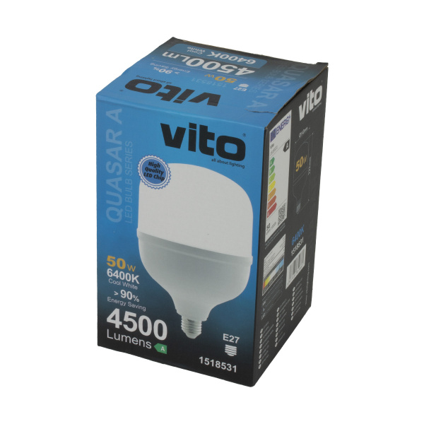 Лампа светодиодная VT/QUASAR-A/50W/E27/T140/6400K/TORCH BULB