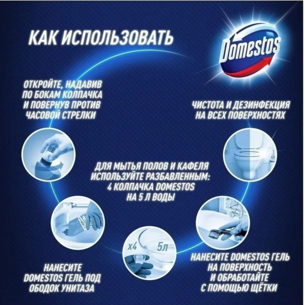 Средство чистящее Domestos Свежесть Атлантики 750мл