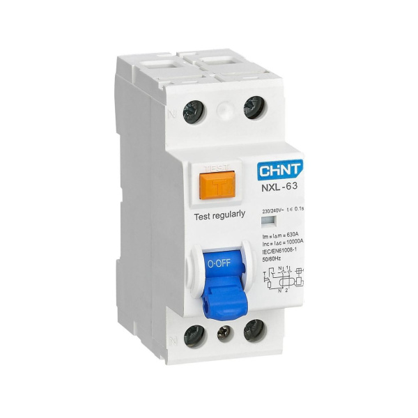 Устройство защитного отключения, CHINT, 280724 NXL-63, 6kA 1P+N 63A 30mA AC