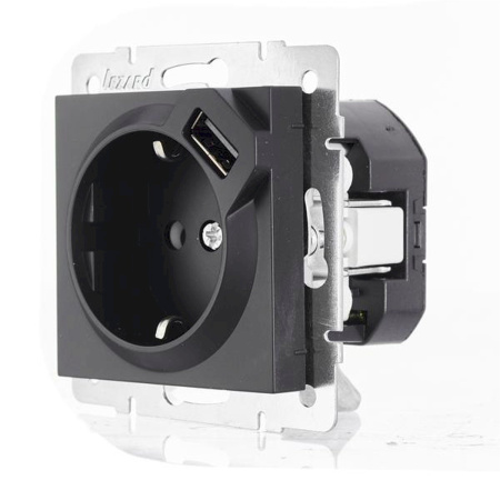 Розетка VESNA 742 3488 181T с/з с USB+Type графит (механизм)