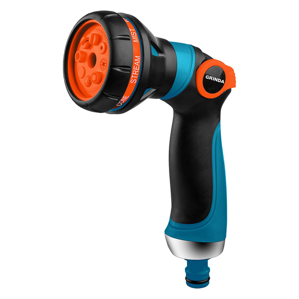 Пистолет GRINDA PROLine S-8 поливочный, двухкомпонентный с регулятором напора, 8 режимов