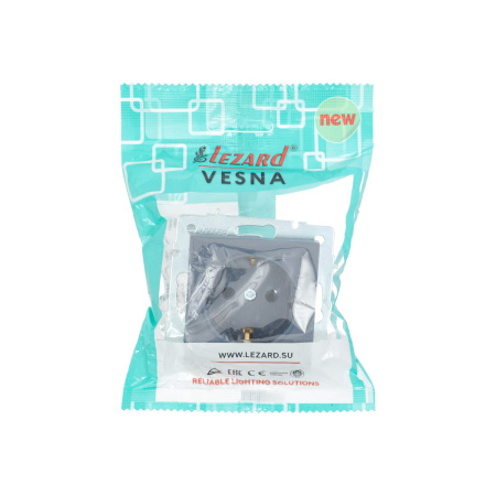 Розетка VESNA 742 3488 122В с/з бакалит графит (механизм)