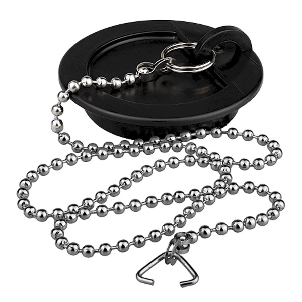 Пробка для ванны (раковины) ЧЁРНАЯ c цепочкой из нерж.стали 45 см MASTERPROF, MP-У