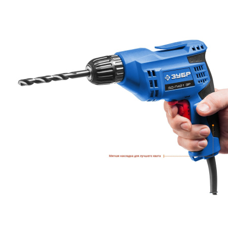 Дрель безударная реверсивная ЗУБР Профессионал ЗД-П421 ЭР, 420 Вт, 0-3300 об/мин, БЗП патрон 10 мм