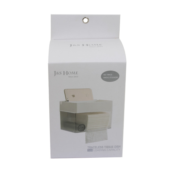 Диспенсер для туалетной бумаги J&S Home с полочкой закрытый пластик JS185020