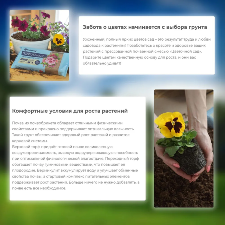 Почвобрикет БиоМастер Цветочный сад, 10л