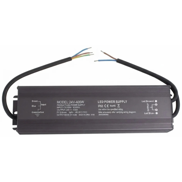 Блок питания водонепроницаемый для светодиодного оборудования (LED Power Supply) 24V-400W IP68