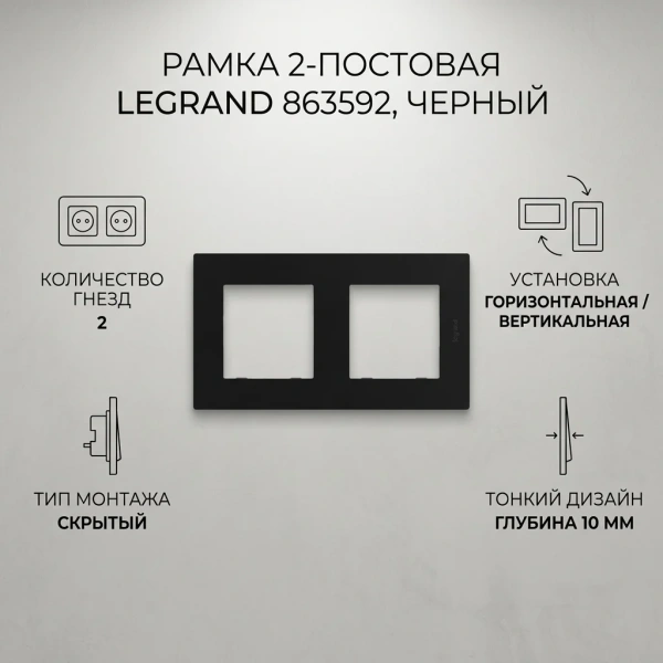 Рамка 2-ная NLST чёрный 863592 Legrand (10)