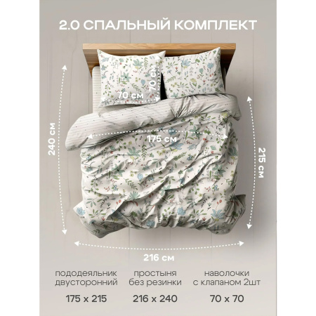 Комплект постельного белья Василиса 2,0  нав 70х70х2 шт 20186/1 Поплин