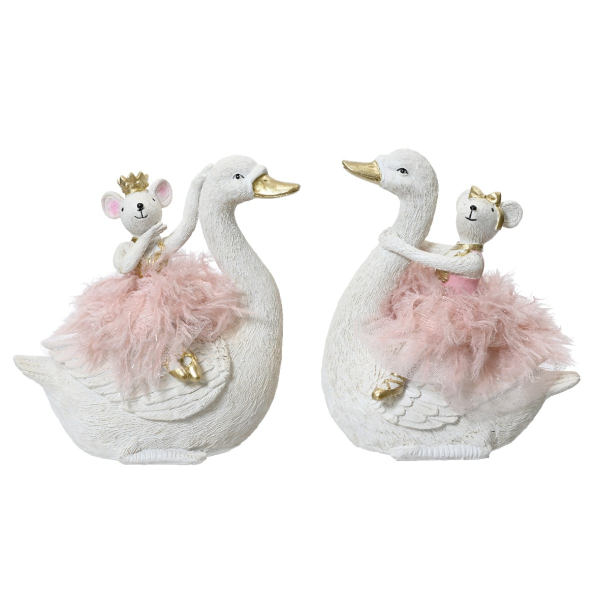 Фигурка новогодняя Decoris Мышь на лебеде 17,2х11,3х18 см 2 вида в ассортименте 530972 Kmg