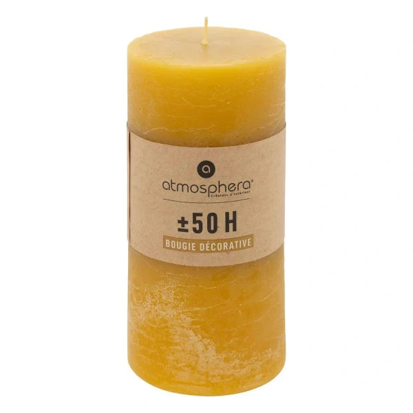 Свеча столбик Atmosphera Olia 6,8х14 см желтая 103114B
