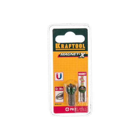 Бита KRAFTOOL ЕХPERT с магнитным держателем-ограничителем тип хвостовика C 1/4 PH2 25мм в блистере