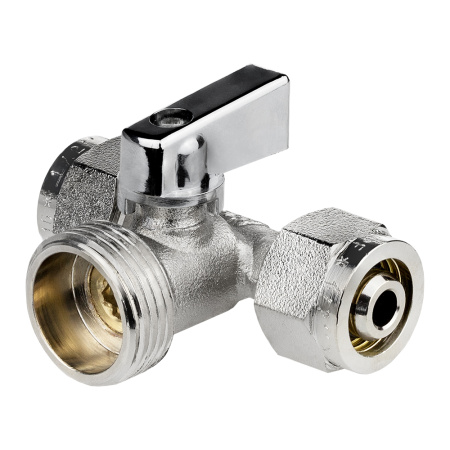 Кран шаровой трёхпроходной для бытовой техники под м/п трубу 16 х 3/4" х 16 ц/ш/ц, ник.лат.ГОСТ, MPF