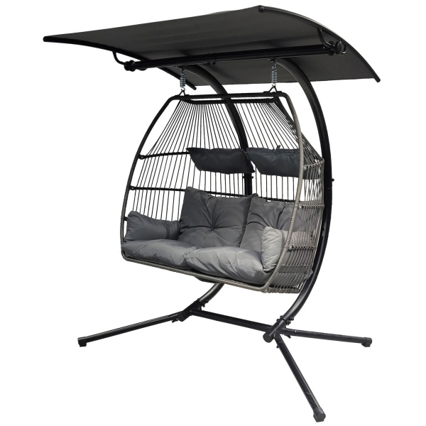 Кресло-кокон SUNRISE подвесное 2-х местное 140х130 см серый, JM-PS-L105B