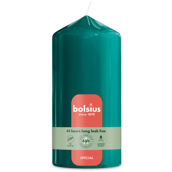 Свеча столбик Bolsius Ultra Gloss 13х6,8 см Pine Green