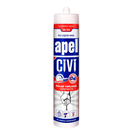 КЛЕЙ (ЖИДКИЕ ГВОЗДИ) ПОЛИУРЕТАНОВЫЙ D4 APEL CIVI (130КГ/СМ2) 390гр.