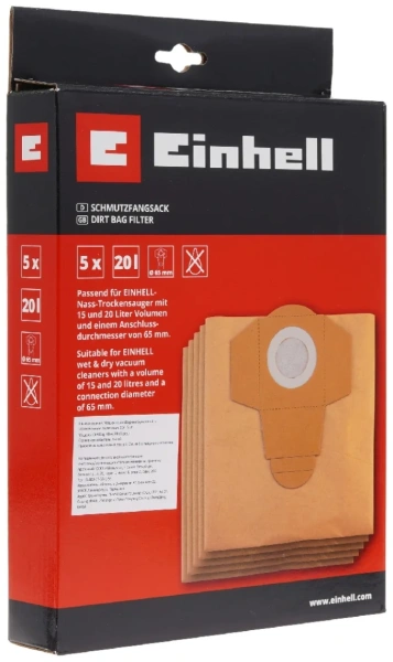 Мешки для пылесоса в комплекте Einhell Dirt Bag Filter 20l (5 pcs.)