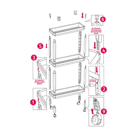 Этажерка узкая на колесах IDEA 3 секции М 2704