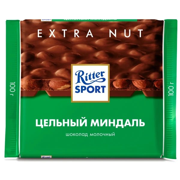 Ritter Sport шоколад Extra Nut молочный с цельным миндалем 100гр