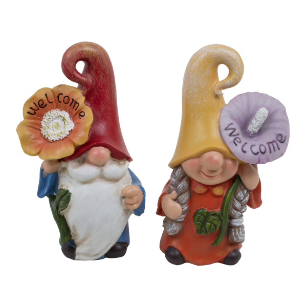 Фигура садовая Гном с цветком, 4 вида в ассортименте