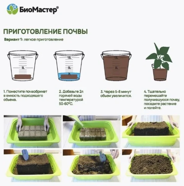Почвобрикет БиоМастер Пышная гортензия, 10л