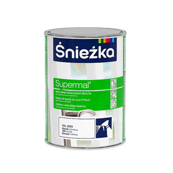 Эмаль масляно-фталевая для деревесины и металла Supermal шок. кор RAL8017 0,8л