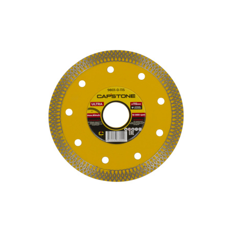 Круг отрезной алмазный супертонкий CAPSTONE"ULTRA" 9801-0-115 вл.резка,сплошной,для УШМ,115мм*22,2мм