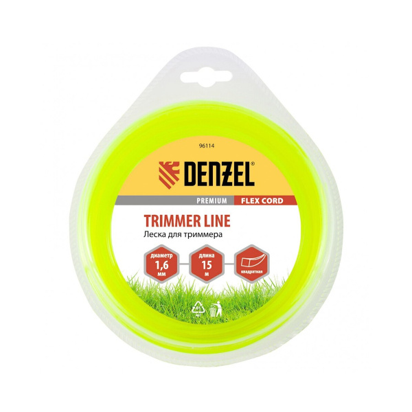 Леска для триммера квадрат 1,6 мм х 15 м, блистер FLEX CORD// Denzel