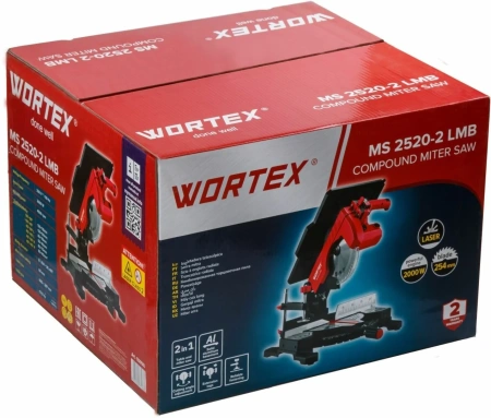 Пила торцовочная комбинированная WORTEX MS 2520-2 LMB в кор. (2000 Вт, 255х30.0 мм, глуб. до 78 мм,
