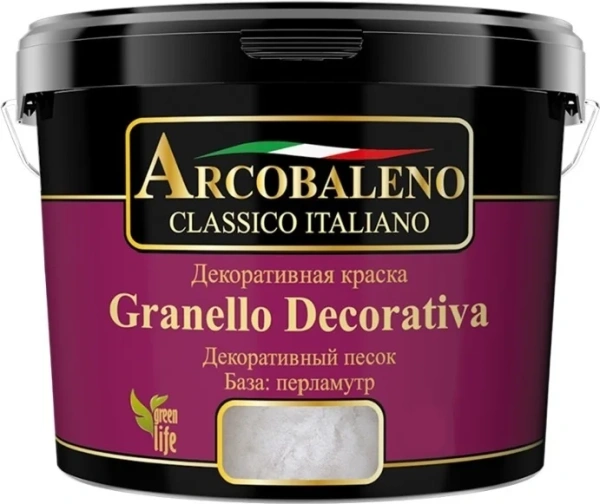 Краска декоративная "Arcobaleno Granello Decorativa", база: перламутр 3 кг