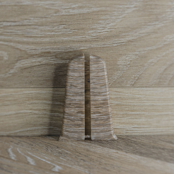 Торцевые для плинтуса 70мм "Деконика", 215 Дуб снежный