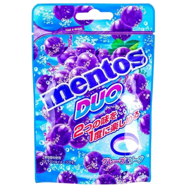Mentos DUO конфеты со вкусом винограда и содовой 45г