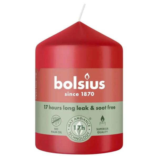 Свеча столбик Bolsius 8х5,8 см Delicate Red