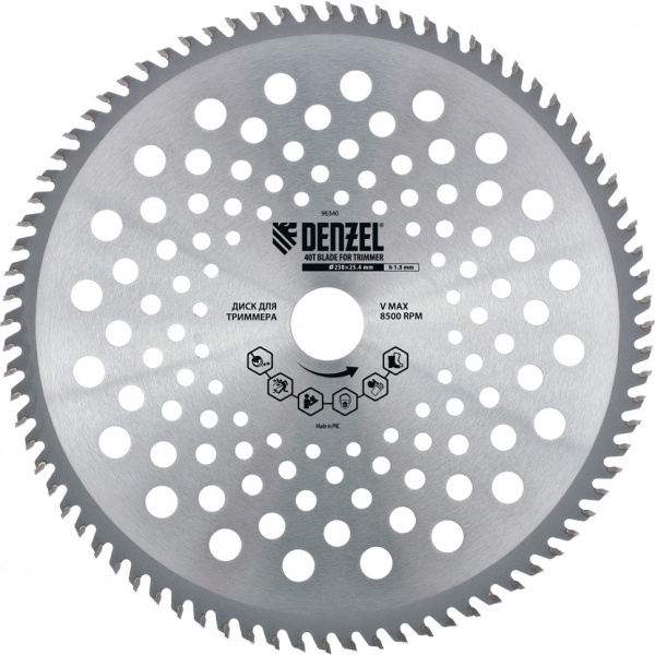 Диск для триммера Denzel, 230 х 25,4 толщина 1,3 мм, 40 зубьев