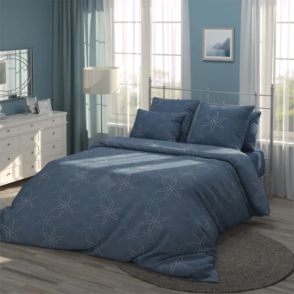 Комплект постельного белья Самойловский Текстиль Семейный нав 70х70х2 шт Сапфир