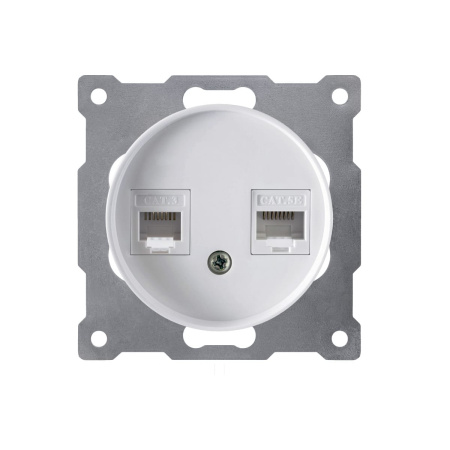 Розетка двойная телефон/компьютер RJ11/RJ45 raT5e, цвет белый (серия Florence) арт.1E20801300