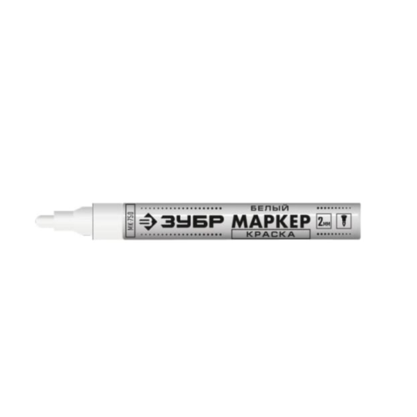 Маркер-краска белый, круглый наконечник 2-4 мм ЗУБР МК-750
