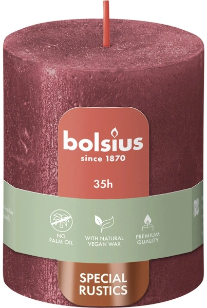 Свеча столбик Bolsius 80х68 мм Metallic Red