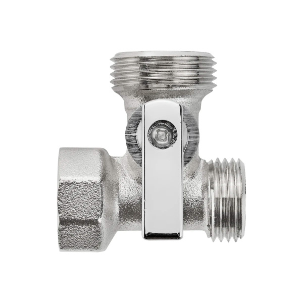 Кран шаровой трёхпроходной для бытовой техники 1/2"х3/4"х1/2" в/н/н, ник.лат.COMPACT,ГОСТ,MASTERPROF