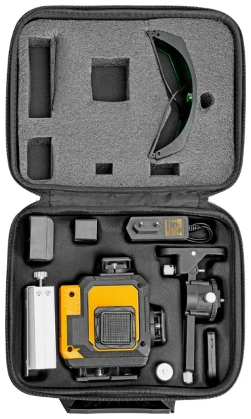 Уровень лазерный м-призм. DLV 360-4G Master Series, 30 м, зеленый луч, акк. Li 2400 mAh, кейс// Denz