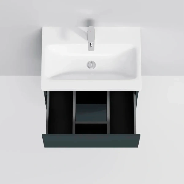Тумба подвесная  под умыв. AM.PM GEM M90FHX06022GM 60 см, 2 ящика push-to-open, графит матовый